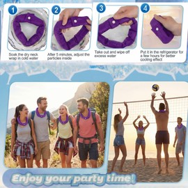 Cozypower 6 Pcs Cooling Neck Wraps with Button Cooling Bandana Neck Cooler Scarf for Hot Weather Ice Neck Wrap Summer Outdoor(Purple)