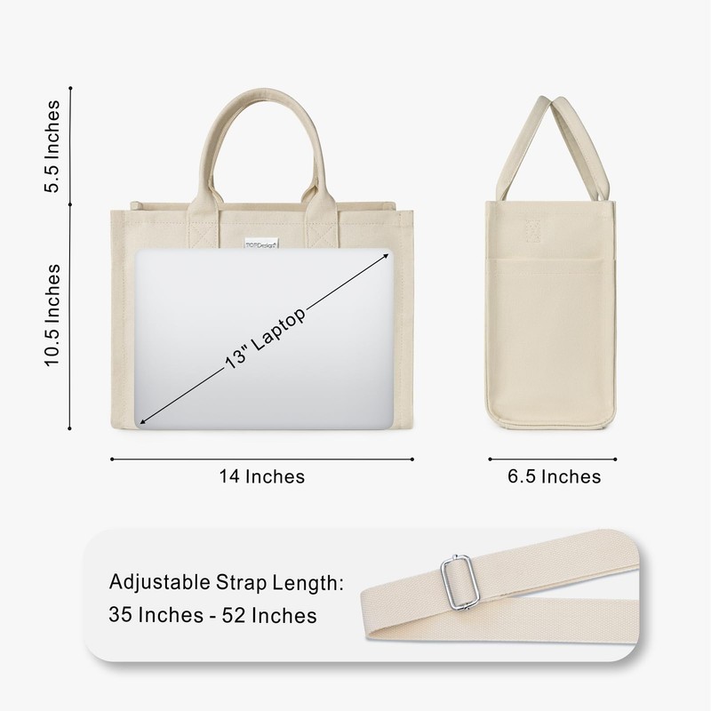 TOPDesign Heavy-Duty Canvas Tote Bag for Women, Adjustable Crossbody/Shoulder Handbag