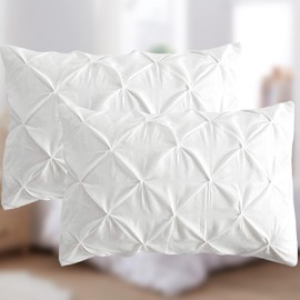THREADZEN King Pillow Sham 20x36 Size, Set of 2 Long Staple 100% Egyptian Cotton 600 TC Pinch Pillow Protector Cushion Cover Case | Home Decorative - Hotel Style Soft & Breathable, Pintuck White