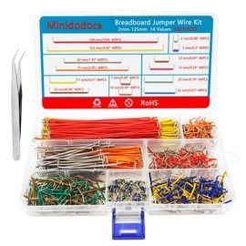 Minidodoca 560Pcs Breadboard and Jumper Wire kit PCB Circuit Board Assortment 14 Different Lengths with breadboard，Tweezers，Alligator Clip Test Leads and Plastic Box