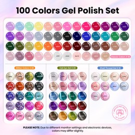 Beetles Nail Nook Gel Nail Polish Set - 119 PCS 100 Colors Gel Polish Kit Base Glossy Matte Glitter Top Coat Glitter Pearl Cat Eye White Red Pink Nude Uv Led Nails Summer Gift for Women
