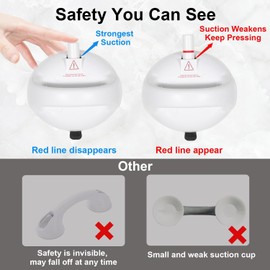 Hertzborn Upgraded Shower Grab Bar, Grab Bars for Bathtubs and Showers, 418 Pounds Extra Strong Suction Shower Handle, Safety Sturdiness Handicap Grab Bars, Shower Handles for Elderly/Seniors, White