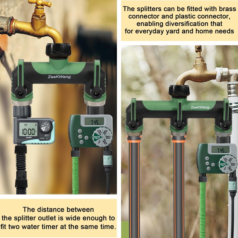 Zaakwang Full Flow Heavy Duty 3-Way Hose Splitter, Rugged Garden