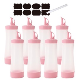 Qiuhome Condiment Squeeze Bottles Sauces Ketchup Bottles Squeeze Bottles Liquids, Oil - 12 oz (8 Pack, Pink)