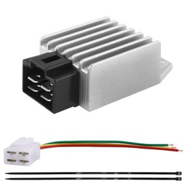 PRO BAT 12V 4 Pin Voltage Regulator Rectifier (Half Wave) With 4 Wires Cable Connector for 50cc 90cc 110cc 125cc 150cc PIT Quad Dirt Bike ATV Buggy Scooter Moped,Silver