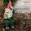Alpine Corporation 12" Tall Outdoor Garden Gnome with Mushroom Yard