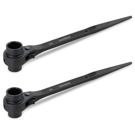 Udibas 2PC 19mm×22mm (or 3/4" x 7/8") Professional Grade 12 Point Double Ended Socket Ratcheting Podger Scaffold Spud Wrench,Black