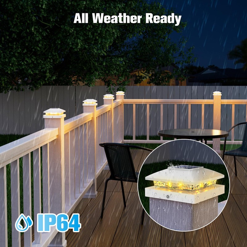VOLISUN 4x4 Solar Post Cap Light 16pack,Solar Fence - Post