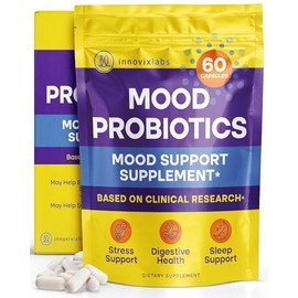 InnovixLabs Probiótico de estado de ánimo con Lactobacillus helveticus Rosell-52ND y Bifidobacterium longum Rosell-175. Primera fórmula probiótica clínicamente estudiada para la salud del estado de ánimo. 60 cápsulas.