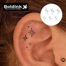 Boldink Temporary Tattoos, semi permanent tattoos, 15-day long lasting tattoo sticker, waterproof and anti-reflective, unique design(Mini Star Patterns)