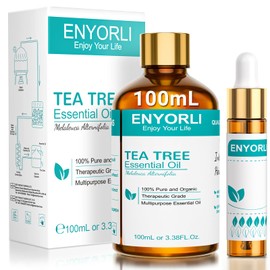 ENYORLI ENYORLI Tea Tree Oil 100 ml, Pure Tea Tree Oil, 100% Pure and Essential Aromatherapy Oil, Vegan Tea Tree Essential Oil for Diffusers, Shampoo, Face, Skin, Nails