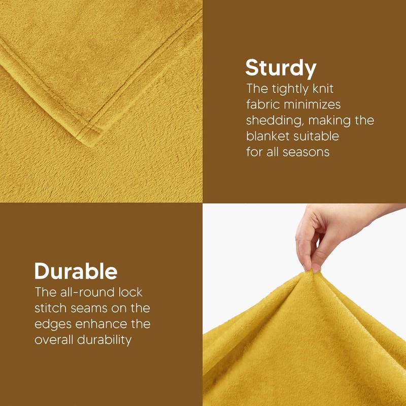 Utopia Bedding Utopia Bedding Fleece Blanket Twin Size Gold 300GSM