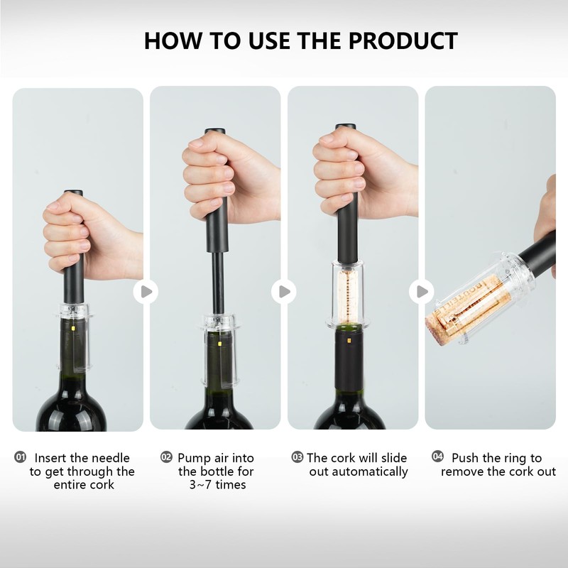 Wine Air Pressure Pump Bottle Opener Set,Simple Wine Pump Cork