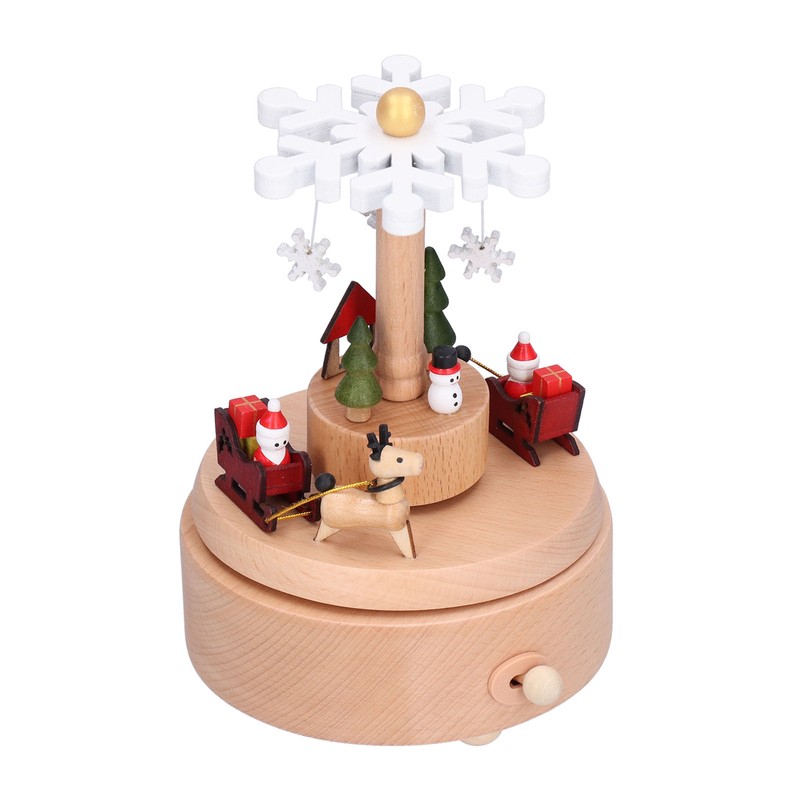 Wooden Music Box Snowflake Decor Wood Grain Texture Beautiful Sound