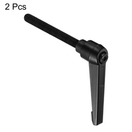 sourcing map M8 x 70mm Handle Adjustable Clamping Lever Thread Push Button Ratchet Male Threaded Stud Knobs Locking Rotating Screw Handles Quick Release Bolt Black 2pcs