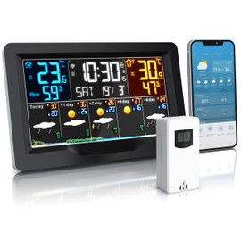 Brandson - WiFi Weather Station with Outdoor Sensor - WiFi with App Tuya and SmartLife - Wireless - Indoor and Outdoor Temperature - Air Pressure Barometer Humidity Temperature Trend Forecast