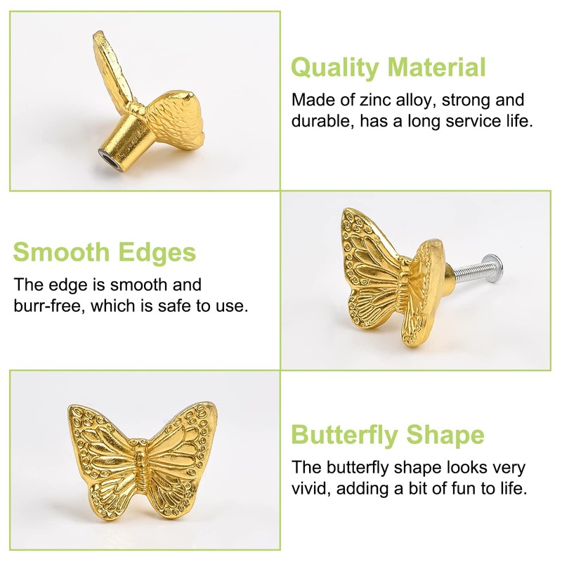 UFURMATE Drawer Knobs, 6Pcs Zinc Alloy Pulls Knobs Antique Pull
