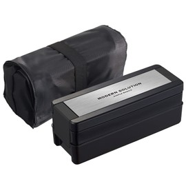 Iwasaki Industry Men's Lunch Box, 2-Tier, 34.0 fl oz (940 ml), Includes Cooling Bag, Hairline, Easy Care