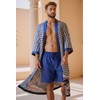 PRODESIGN Mens Houndstooth Kimono Robe - Long Satin Sleepwear Silky