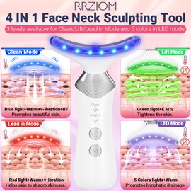 Facial Machine Red Light Therapy Device - RRZIOM 5 Colors LED Red Light Skin Neck Facial Massager for Face and Neck at Home Use