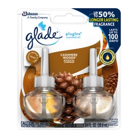 Glade PlugIns Refills Air Freshener, Scented Oil for Home and Bathroom, Cashmere Woods, 1.34 Oz, Pack of 3
