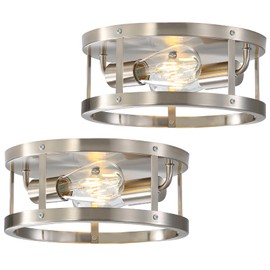 DOXVIEZE 2-Pack Close to Ceiling Lights, Modern Brushed Nickle Semi Flush Mount Ceiling Light Fixture, 11 Inch E26 Base Indoor Kitchen Ceiling Lamp for Kitchen Bedroom Living Room Hallway