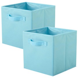 powerking Storage Box, 2 Pieces Foldable Storage Cubes Storage Box Made of Fabric in Cube Shape, Sky Blue