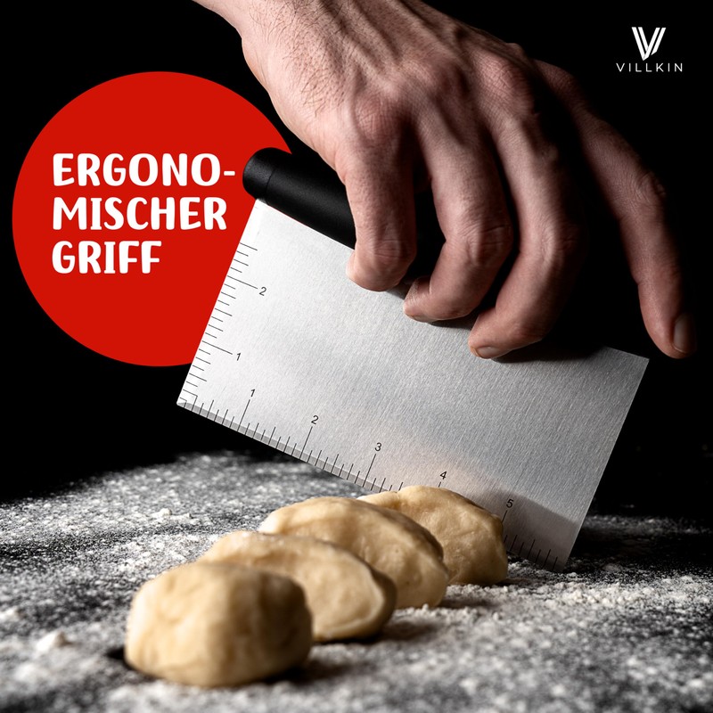 Villkin Dough Scraper - Premium Multipurpose Stainless Steel Dough Cutter