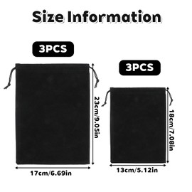 TIESOME 6 PCS Black Velvet Jewelry Pouches, 2 Sizes 5x7 & 6x9 inch Velvet Bags with Drawstrings Black Jewelry Bags Pouches Candy Bag Gift Bag for Wedding Party Favors Christmas