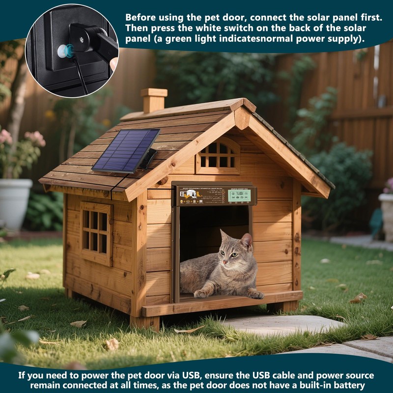 Solar Automatic Cat Door, 5 Smart Modes (Radar, Timer, Light