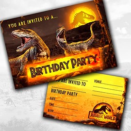 Dinosaur Invitations (WRITE ON) Birthday Party Invites (Pack of 20 & Envelopes)