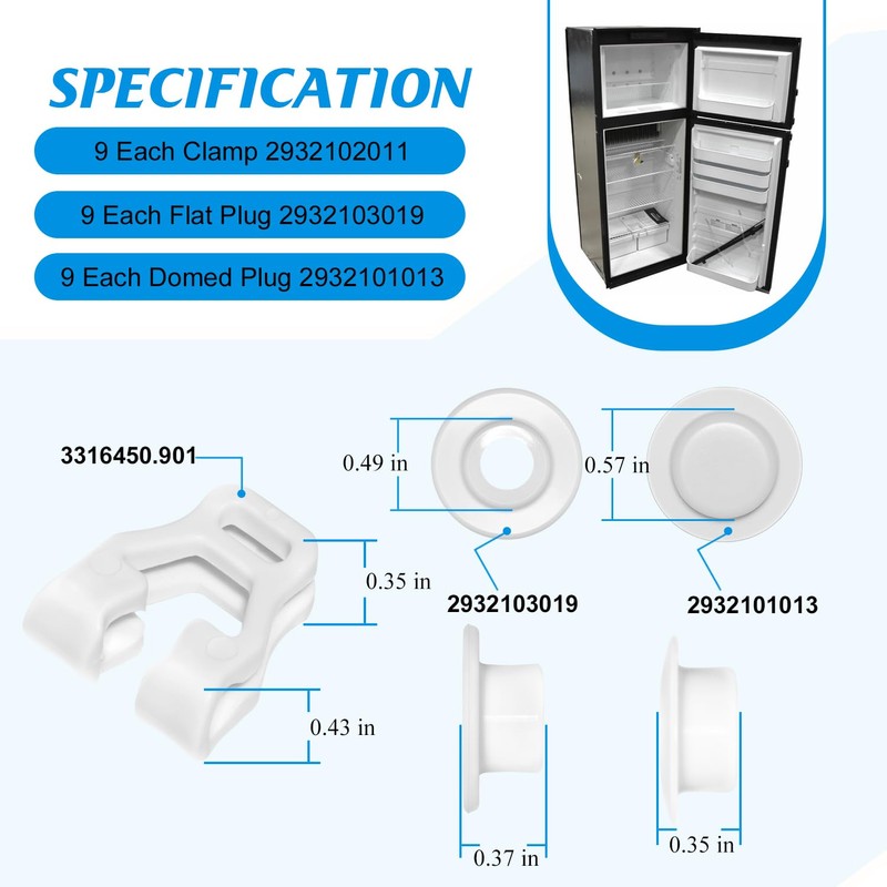 3316450.901 Wire Shelf Clip Kit Fits for Dometic RV Refrigerators