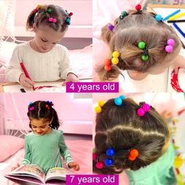 Aurora Pin Set of 30 Hair Balls & Hair Barrettes for Girls - Colorful Hair Barrettes for Little Girls Aged 2+ - Plastic Self-Hinge Bows & Elastic Bubble Hair Ties in Assorted Colors - Made in Korea
