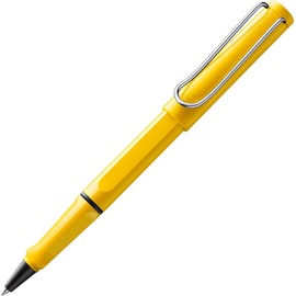 LAMY safari Yellow Rollerball Pen - Ergonomic Grip Line Width Medium - Long Writing Comfort - Durable ASA Plastic - Rollerball Refill Black with LAMY M 63