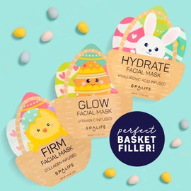 SpaLife Spring & Easter Facial Masks (9Pack) - Hyaluronic Acid, Collagen, Vitamin C Infused - Reduces Dark Circles, Hydrates, Firms Skin - Skin Care Masks for Puffiness, Fine Lines & Wrinkles