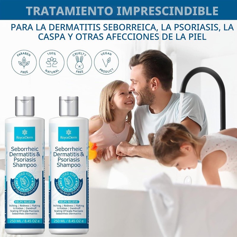 Roycederm Champú para la psoriasis, dermatitis seborreica, foliculitis y caspa,