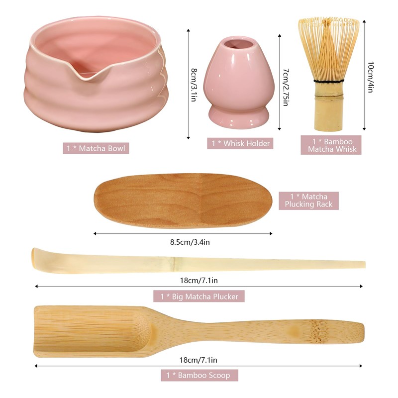 Taefuhnn 6 Pcs Matcha Whisk Set Making Kit with Bamboo