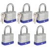 HOX Locks 6-Pack Keyed-Alike Padlocks w/ 1.2” Shackle, 1-9/16” Wide
