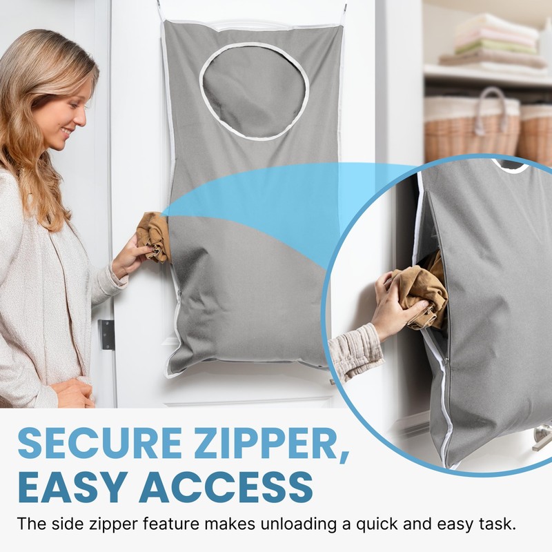 DONAQ Hanging Laundry Hamper Bag XL 40x22", Space Saving over