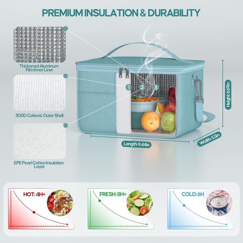 Adults Bento Lunch Box Set with Lunch Bag, 3-Tier Stackable