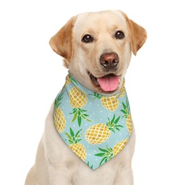 Summer Pineapple Blue Tropical Gold Dog Bandana Scarf Triangle Bibs Pet Accessories Cat Kerchief
