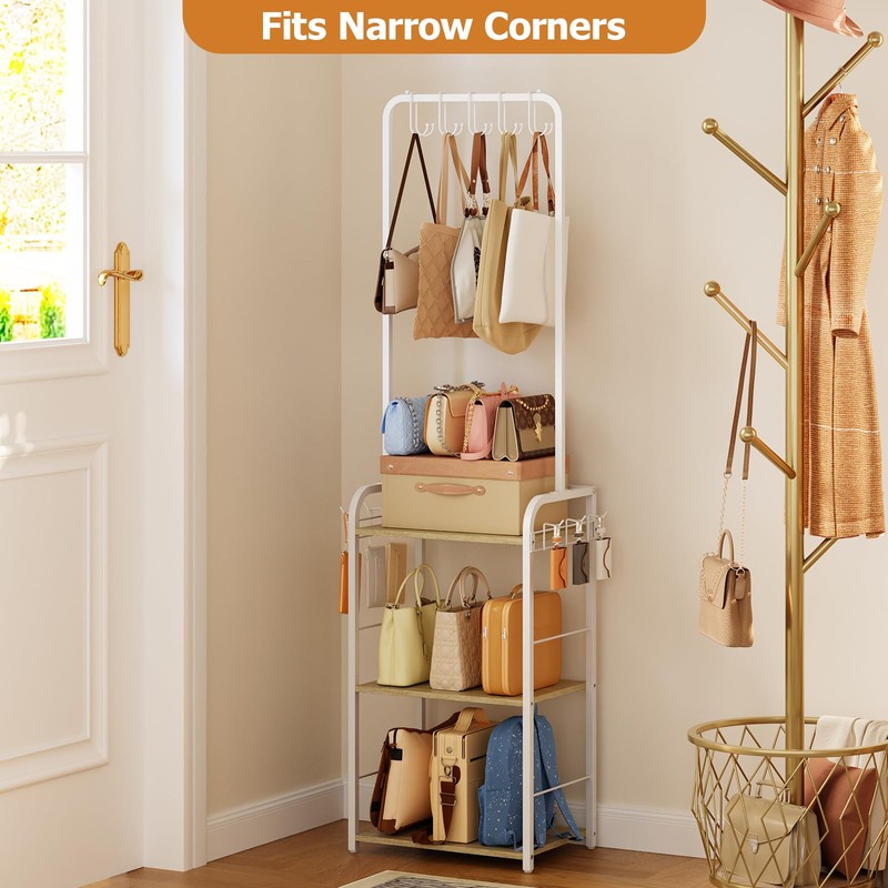 Tall Purse Organizer with Practical Purse Hanger, Floor-Standing Purse Rack