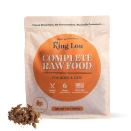 King Lou Pets - Human Grade Raw Food for Dogs and Cats - Complete Meal for Pets - Freeze Dried Turkey Recipe - 14oz
