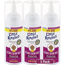 Little Remedies Bruma nasal salina estéril | Seguro para recién nacidos | 2 onzas líquidas | Paquete de 3