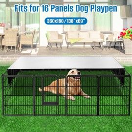 SIRUITON Dog Playpen Cover,Heavy Duty 600D Oxford Fabric with Sun/Rain Dog Play Pen Cover Top Sun Shade Specialized Fits for 24/32/40/45/50" Panels Dog Playpen.(Cover Only)