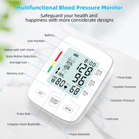 Blood Pressure Monitor Upper Arm: Home Use Blood Pressure Machine Automatic - BP Monitors with Large Cuff 8.7-16.5” Adjustable - 2 * 99 Sets Memory Electric Accurate BP Machines Digital LCD Display