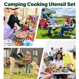 10Pcs Camping Kitchen Utensils Set Camping Kitchen Utensil Organizer Travel Set Camping Utensils Set The Ideal Choice for Camping Cooking Backpacking and Outdoor