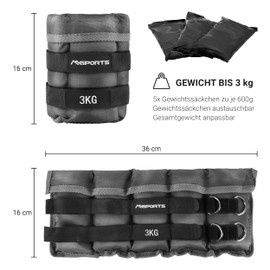 MSPORTS Professional Adjustable Weight Cuffs - Pair of 0.5-3 kg Foot and Hand Weights Including Exercise Poster + Free Work Out App (3.0 kg Pair)