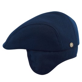 Sterkowski Gorra Norte Scally | Gorra plana de lana para hombres y mujeres | Gorra clásica cálida con orejeras, Azul marino, 7.25