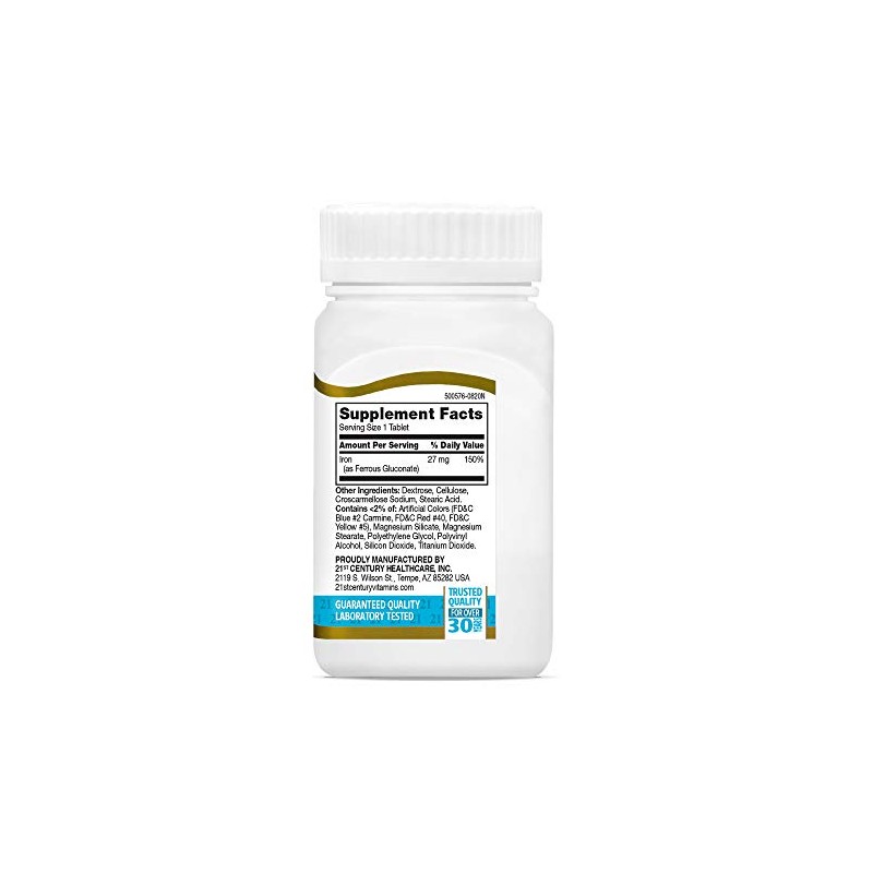 21st Century 21st Century Iron 27 Mg Ferrous Gluconate Tablets,